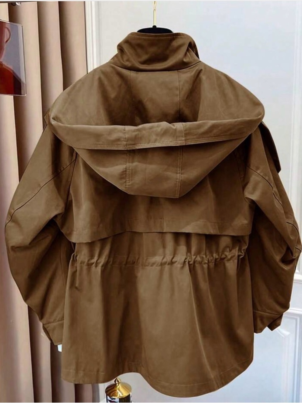SHEIN Brown Utility Drawstring Waist Jacket with Wide Collar. New. Never worn. - Picture 2 of 5